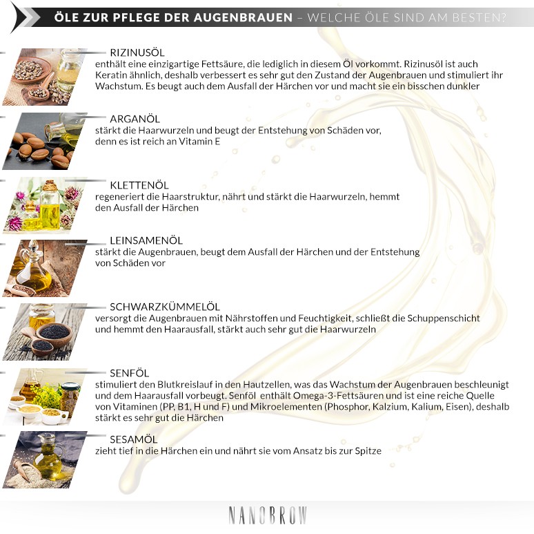 Welche öle sind gut für augenbrauen